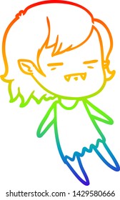 rainbow gradient line drawing of a cartoon undead vampire girl flying