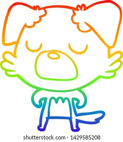 rainbow gradient line drawing of a cartoon dog