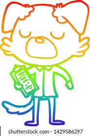 rainbow gradient line drawing of a cartoon dog manager