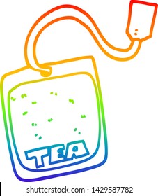 rainbow gradient line drawing of a cartoon tea bag