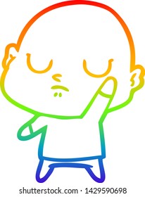 rainbow gradient line drawing of a cartoon bald man