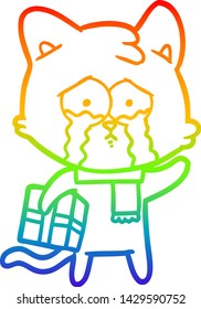 Regenbogengradientenzeichnung einer Cartoon Katze
