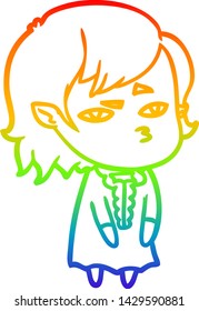 dibujo de la línea de gradiente del arco iris de una niña vampiro de dibujos animados