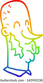 rainbow gradient line drawing of a cartoon man with side burns