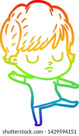 dibujo de una mujer de dibujos animados con gradiente de arco iris