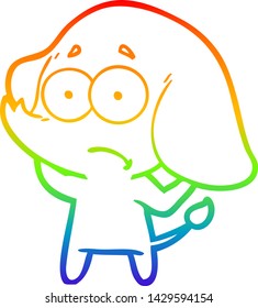 Regenbogen-Farbverlauf-Zeichnung eines Cartoons unsicherer Elefant