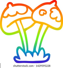 rainbow gradient line drawing of a cartoon mushroom