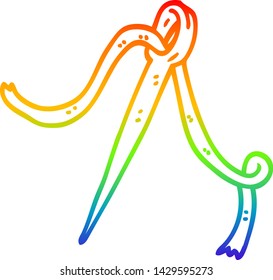 rainbow gradient line drawing of a cartoon needle and thread