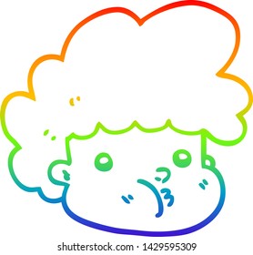 rainbow gradient line drawing of a cartoon boy