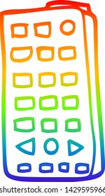 rainbow gradient line drawing of a cartoon remote control
