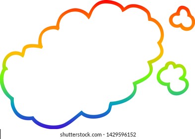 rainbow gradient line drawing of a cartoon puff of smoke