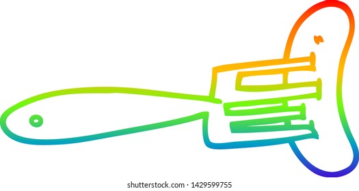rainbow gradient line drawing of a cartoon sausage on fork