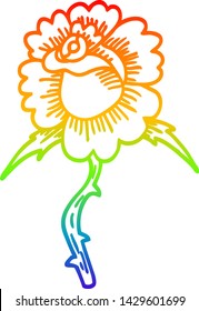 dibujo de una línea de gradiente arco iris de un símbolo de la rosa de la caricatura