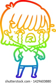 dibujo de una niña de dibujos animados con gradiente de color arcoiris