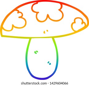 rainbow gradient line drawing of a cartoon mushroom