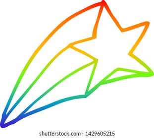 dibujo de línea de gradiente de arco iris de una estrella de tiro de caricatura