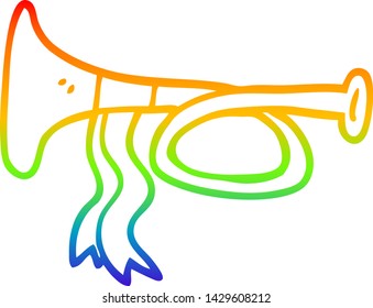 dibujo de una trompeta de metal de caricatura con gradiente de arco iris