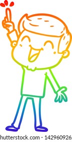 dibujo de una línea de gradiente de arco iris de un hombre de caricatura riendo