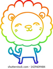 Regenbogen-Farbverlauf-Zeichnung eines Cartoon-Löwen