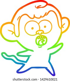 rainbow gradient line drawing of a cartoon shocked monkey