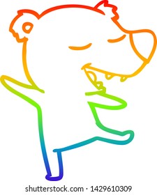 dibujo de una línea de gradiente de arco iris de un oso de dibujos animados