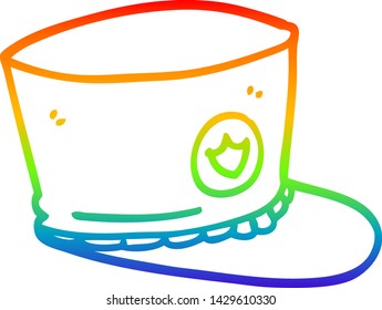 rainbow gradient line drawing of a cartoon official hat