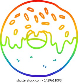 dibujo de línea de gradiente de arco iris de un burro de dibujos animados