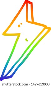 rainbow gradient line drawing of a cartoon lightning