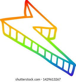 rainbow gradient line drawing of a cartoon decorative lightning bolt