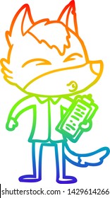 dibujo de una línea de degradado de una oficina de dibujos animados silbando de lobos