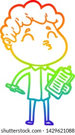 rainbow gradient line drawing of a cartoon man pouting