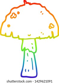 rainbow gradient line drawing of a cartoon mushroom