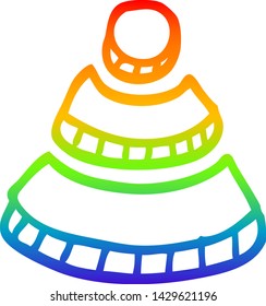 rainbow gradient line drawing of a cartoon wi fi