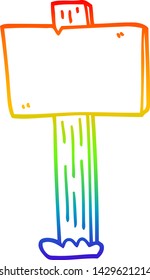rainbow gradient line drawing of a cartoon sign post