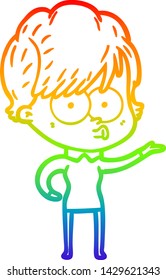 rainbow gradient line drawing of a cartoon woman