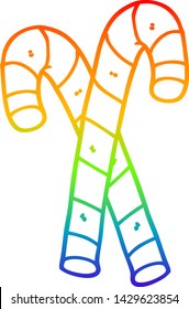 rainbow gradient line drawing of a cartoon candy canes