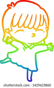 rainbow gradient line drawing of a cartoon woman