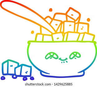 rainbow gradient line drawing of a cartoon sugar bowl