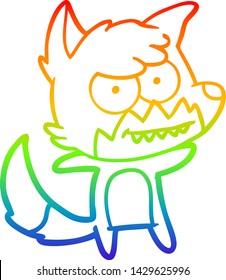 dibujo de línea de gradiente de arcoiris de un zorro de barrido de dibujos animados
