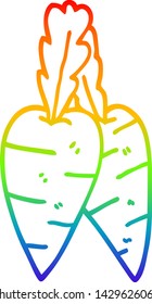 rainbow gradient line drawing of a cartoon carrots