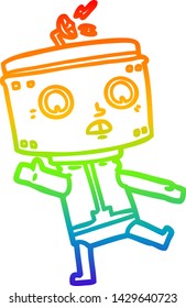 dibujo de línea de gradiente de arco iris de un robot de dibujos animados