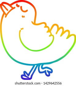 rainbow gradient line drawing of a cartoon arrogant bird