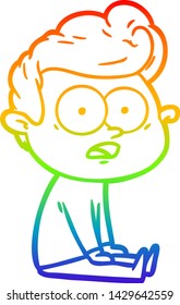 rainbow gradient line drawing of a cartoon staring man