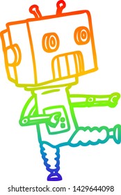 dibujo de línea de gradiente de arco iris de un robot de dibujos animados