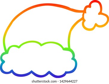 dibujo de la línea de gradiente del arco iris de un sombrero santa de dibujos animados