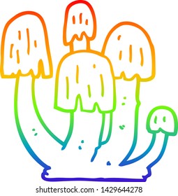 dibujo de una línea de degradado de arco iris de hongos de dibujos animados