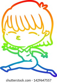 rainbow gradient line drawing of a cartoon woman
