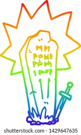rainbow gradient line drawing of a cartoon heros grave