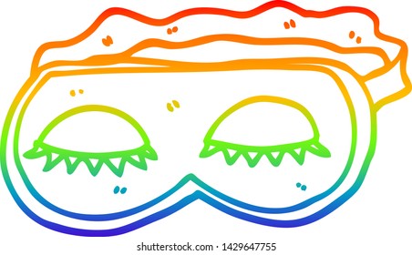 rainbow gradient line drawing of a cartoon sleeping mask