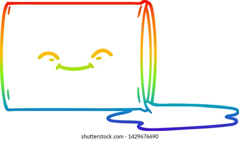 rainbow gradient line drawing of a cartoon happy oil drum